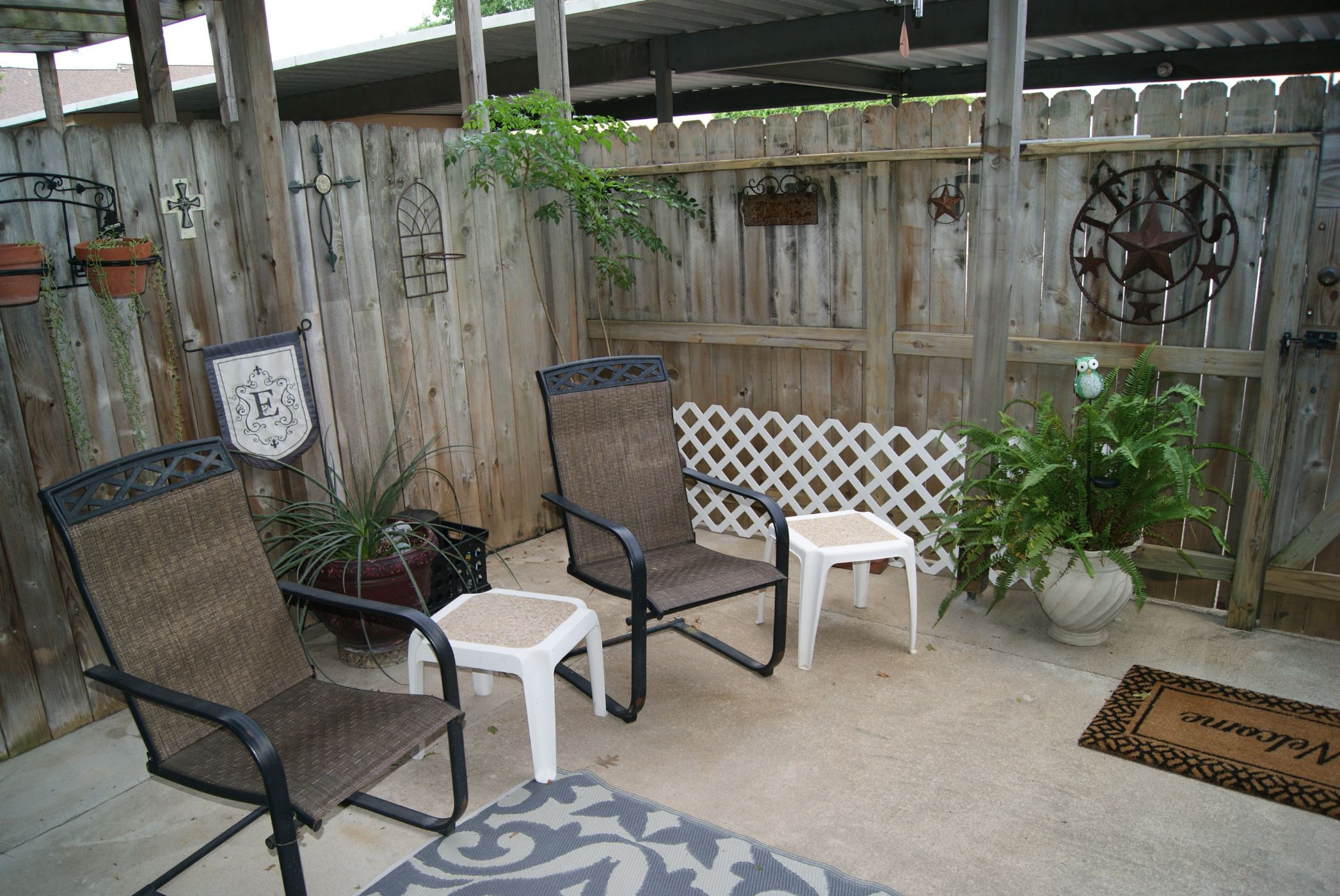 Partially covered back patio
