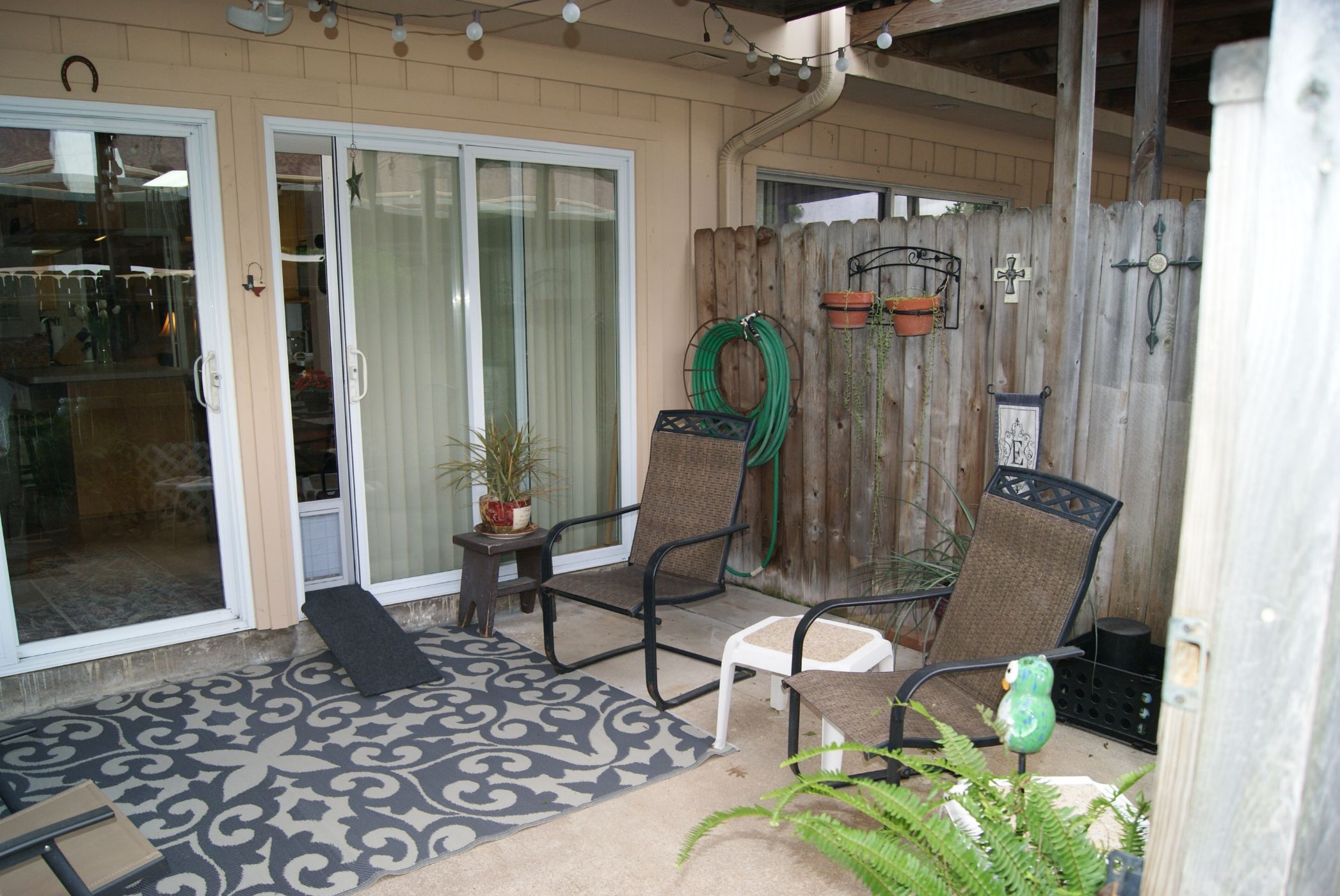 Partially covered back patio