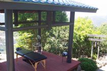 Tea house and gong with west view
