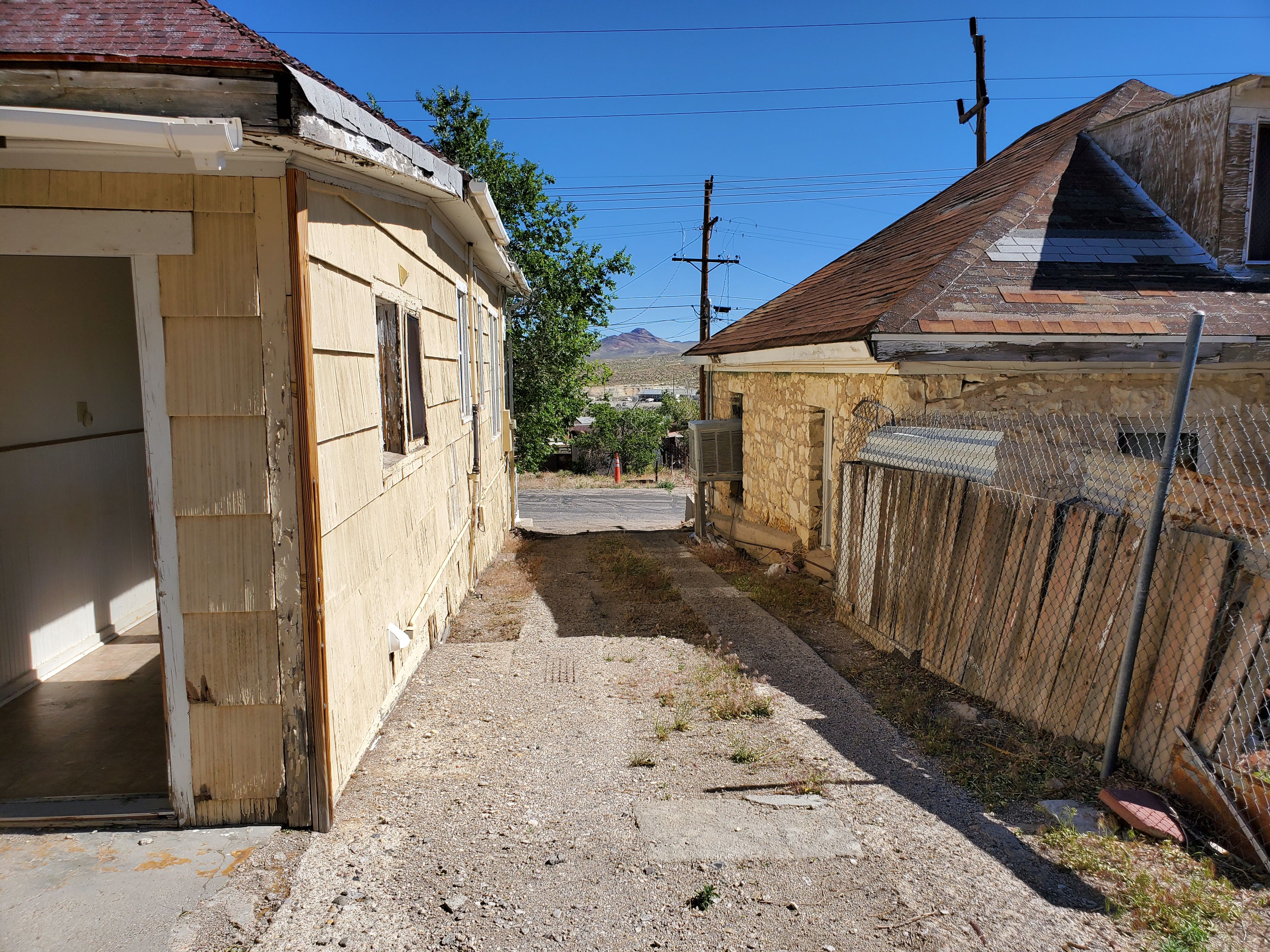 Looking down driveway