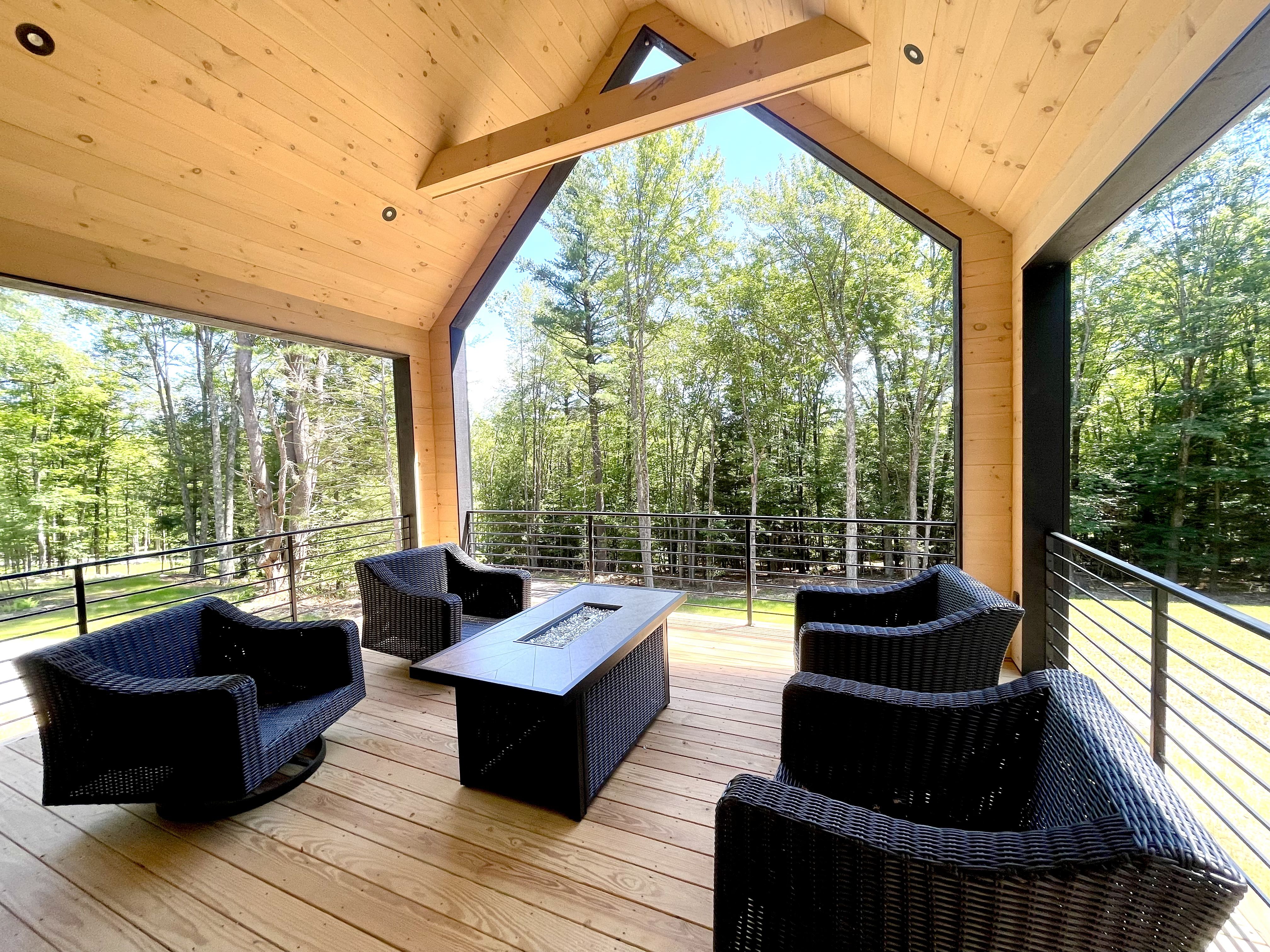 Covered porch with fireplace Covered porch with fireplace