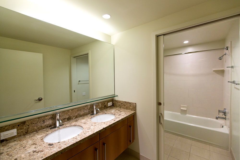 Master Bath with dual sink vanity, stone countertops