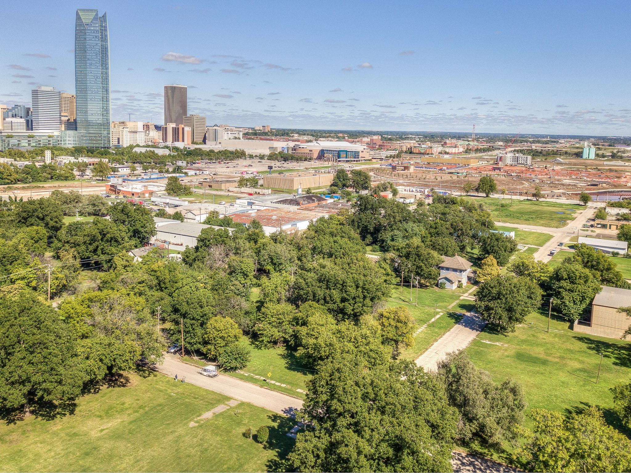 Aerial Showing Close Proximit to Downtown and Scissortail Park