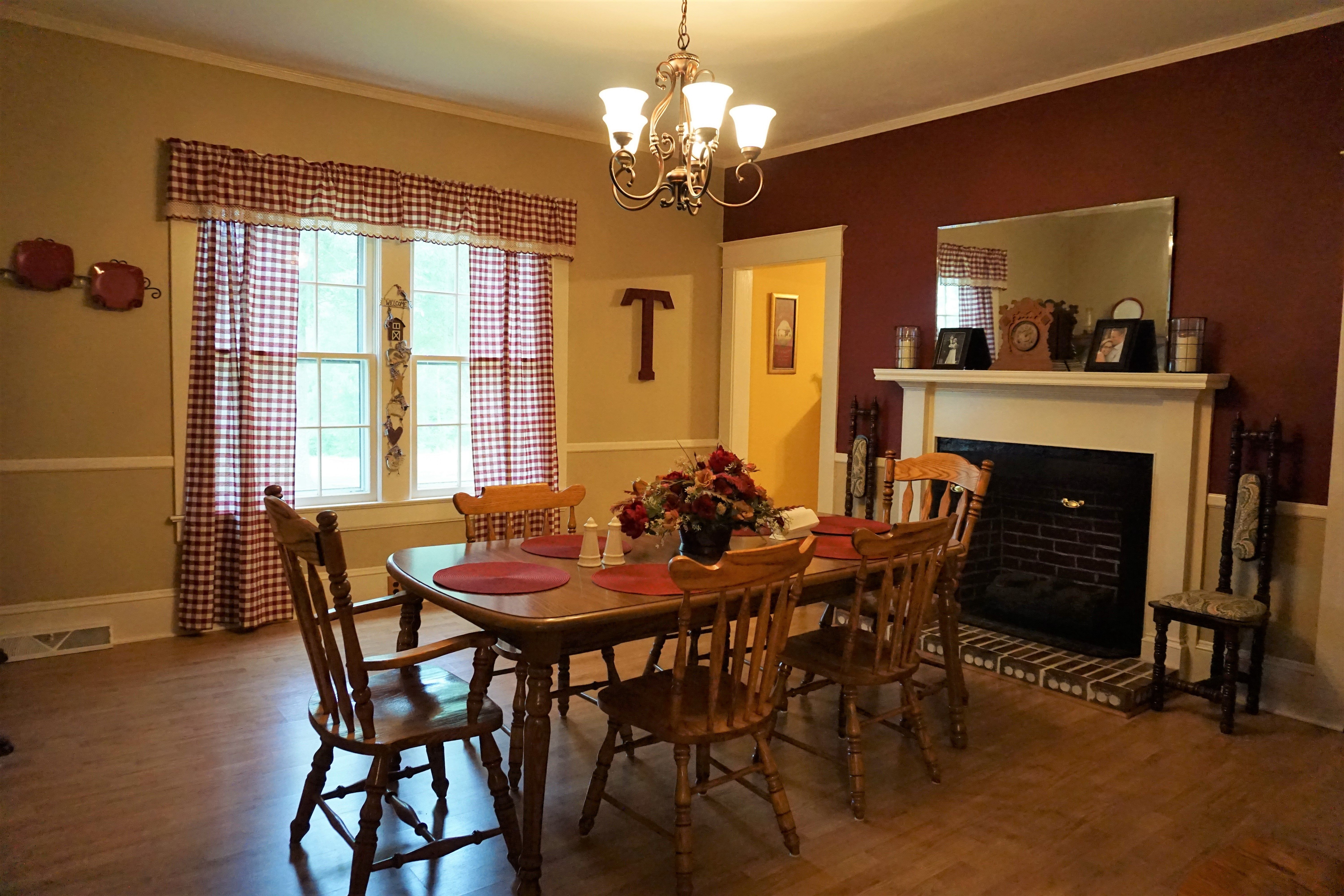 Dining room and fireplace