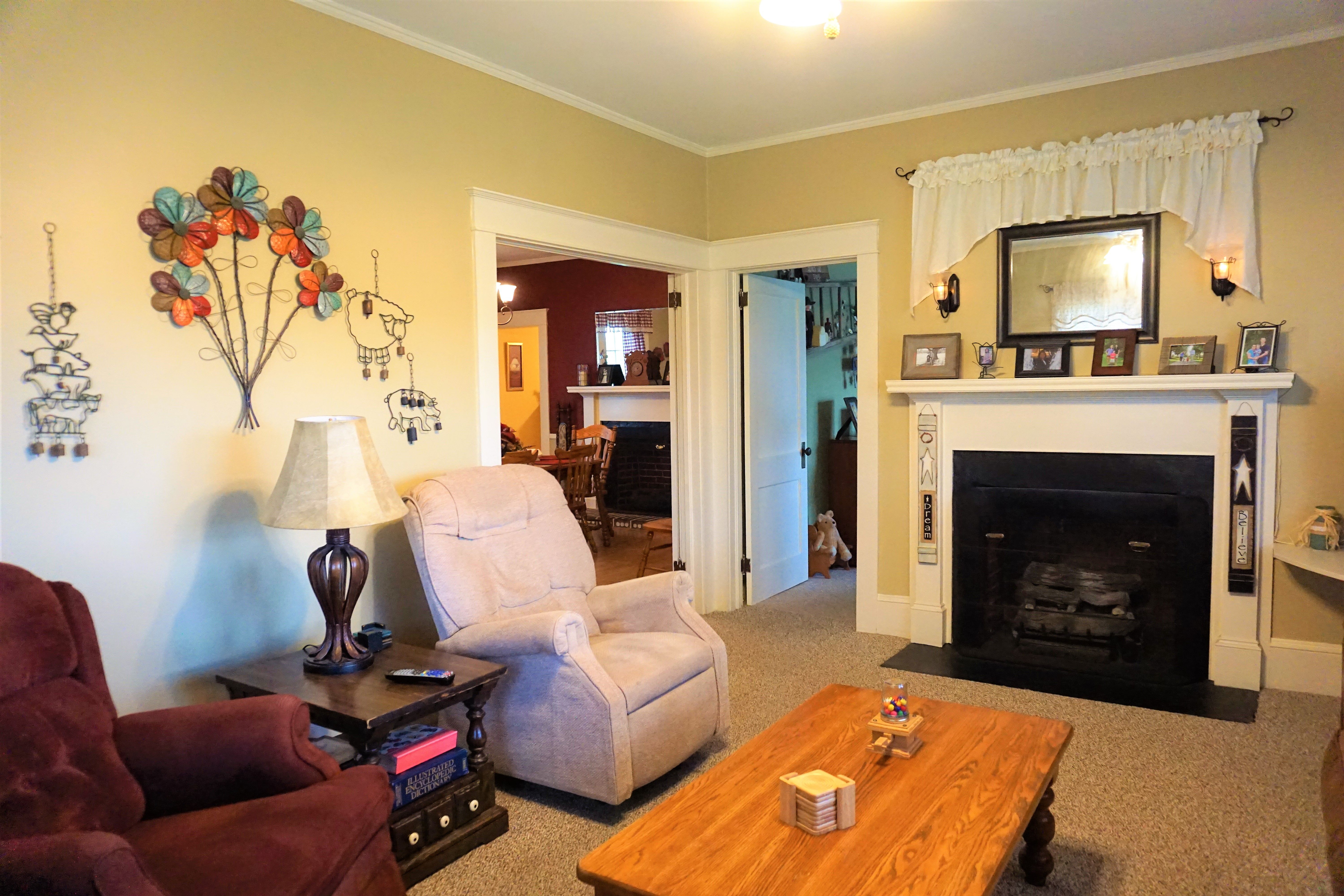 Living room with fireplace