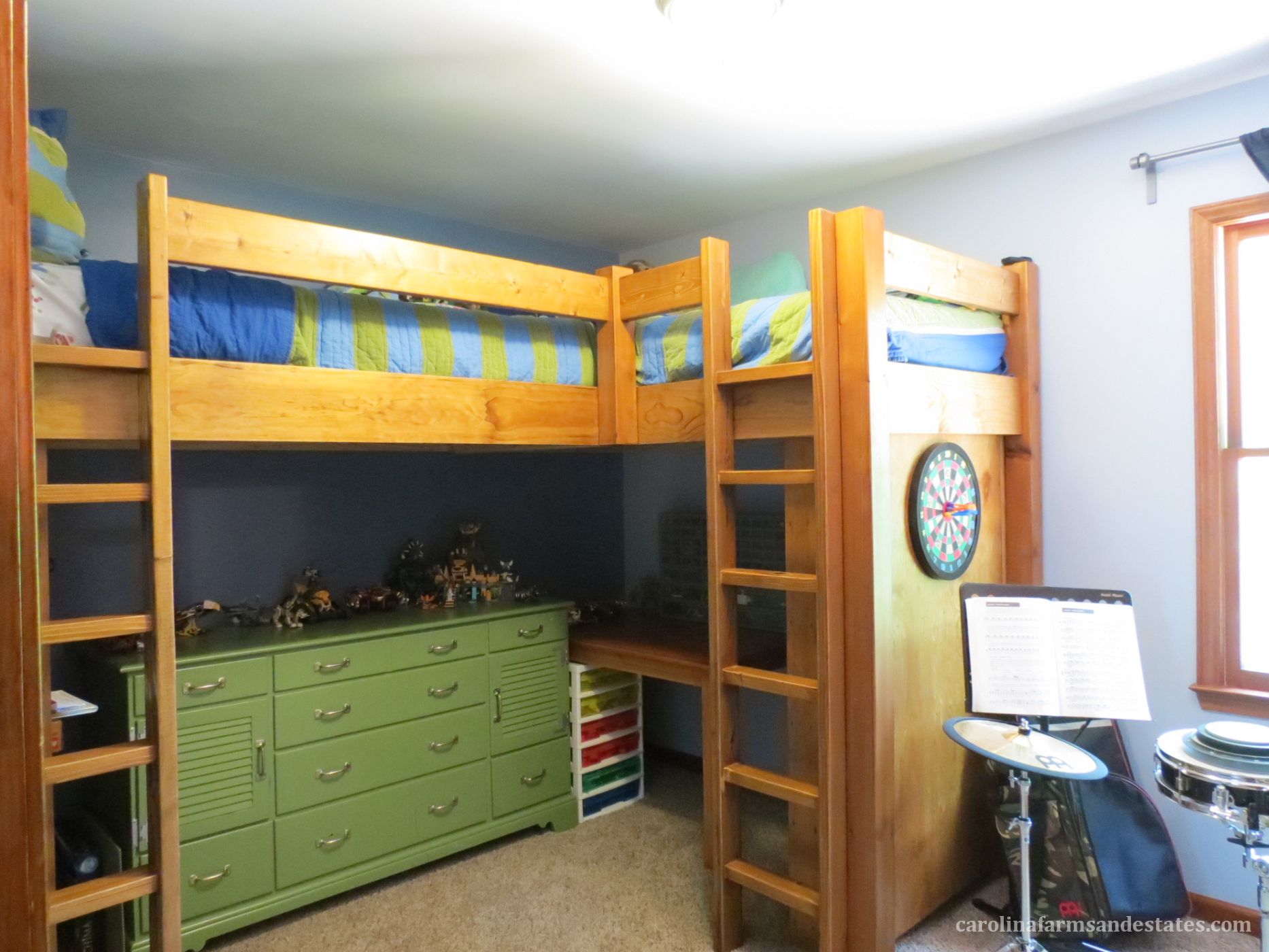 Bedrooms 2 and 3, along will full bath, are located on the main living level