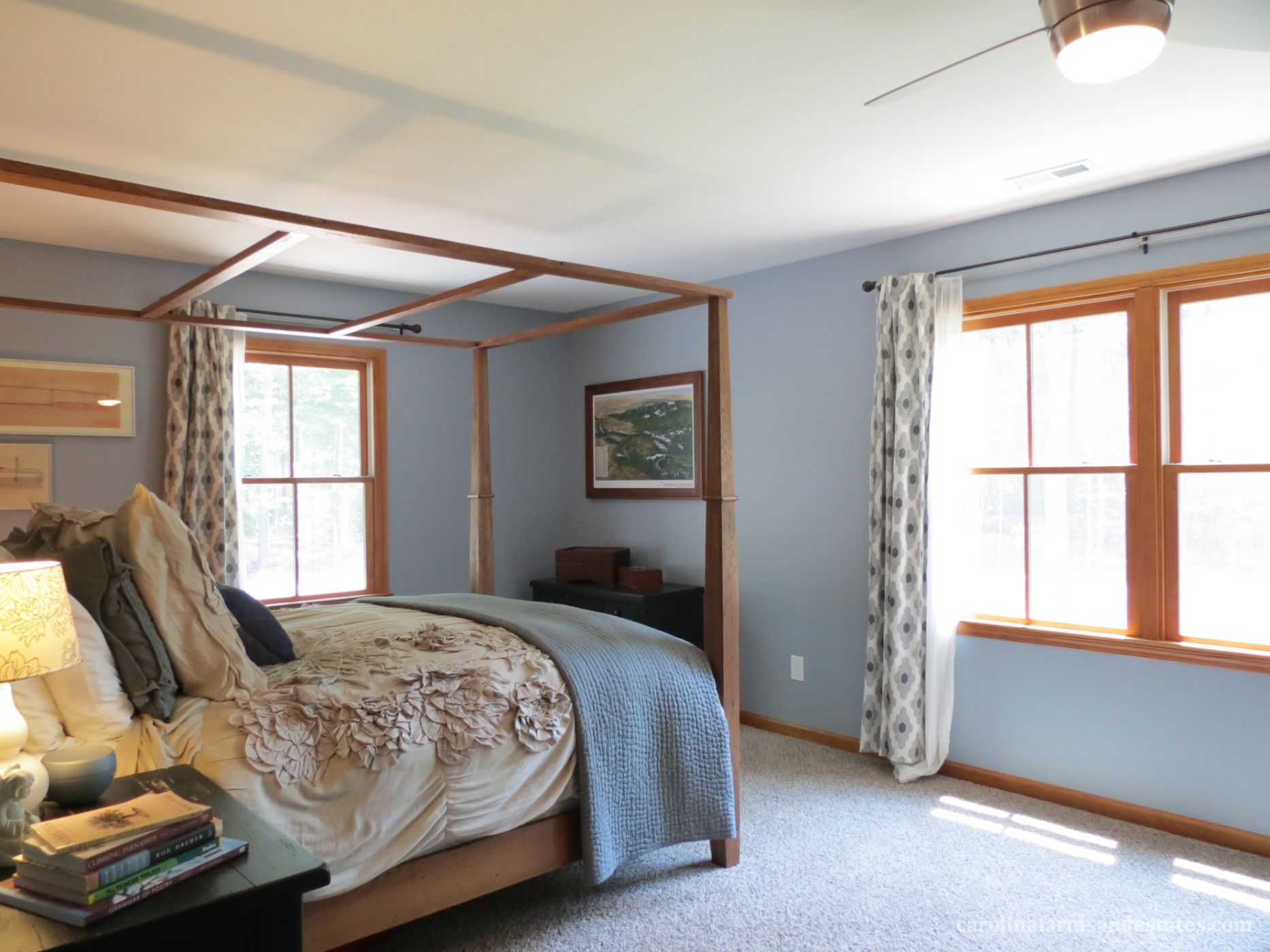 The newly added master bedroom is spacious and has fantastic views of the private yard.