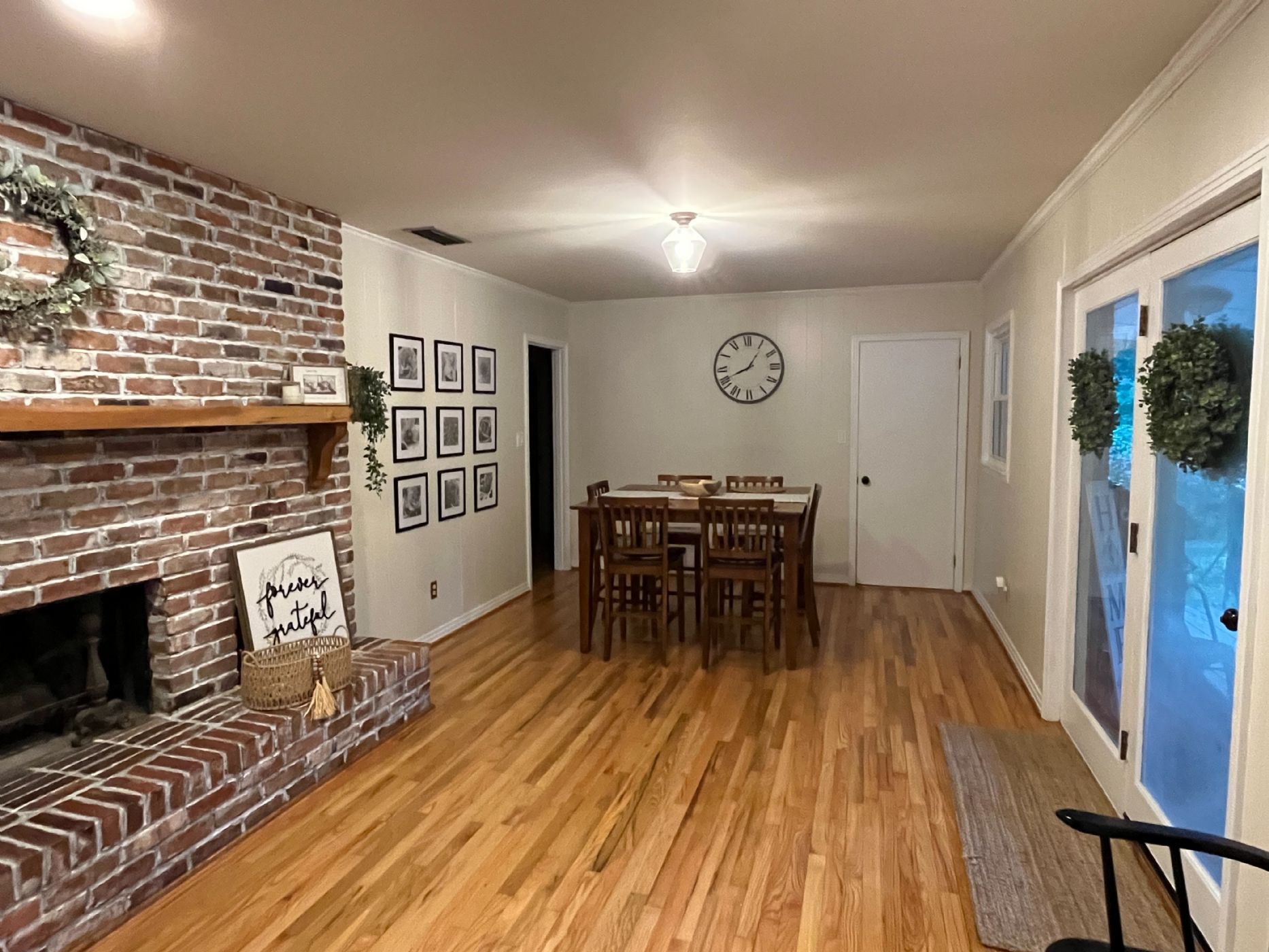 kitchen and eating area