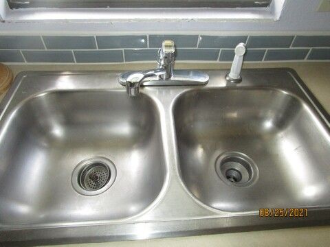 stainless double sink, new back splash