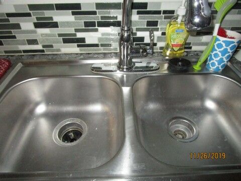 stainless double sink/backsplash