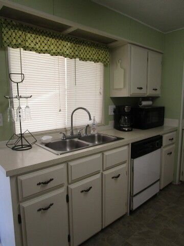 double sink, dishwasher, microwave