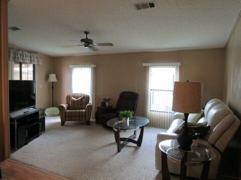 living room view from dining area