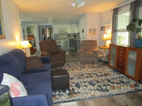 living room view from raised screen room