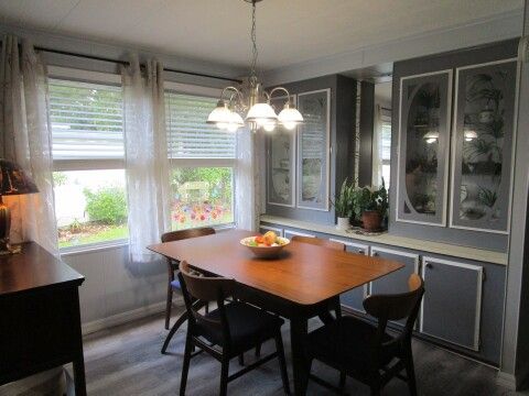 bright dining area w built-in hutch