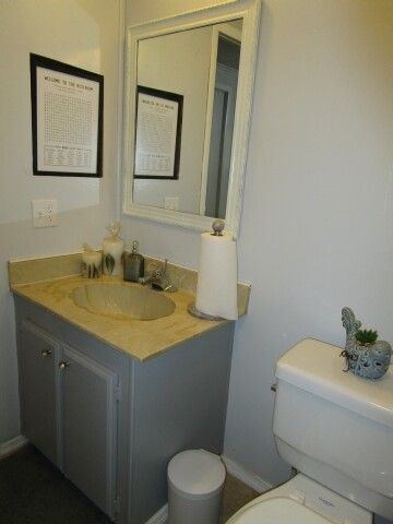 hall bath vanity view from tub