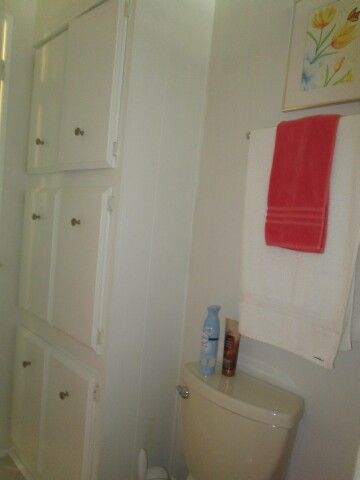 hall bath toilet, linen storage